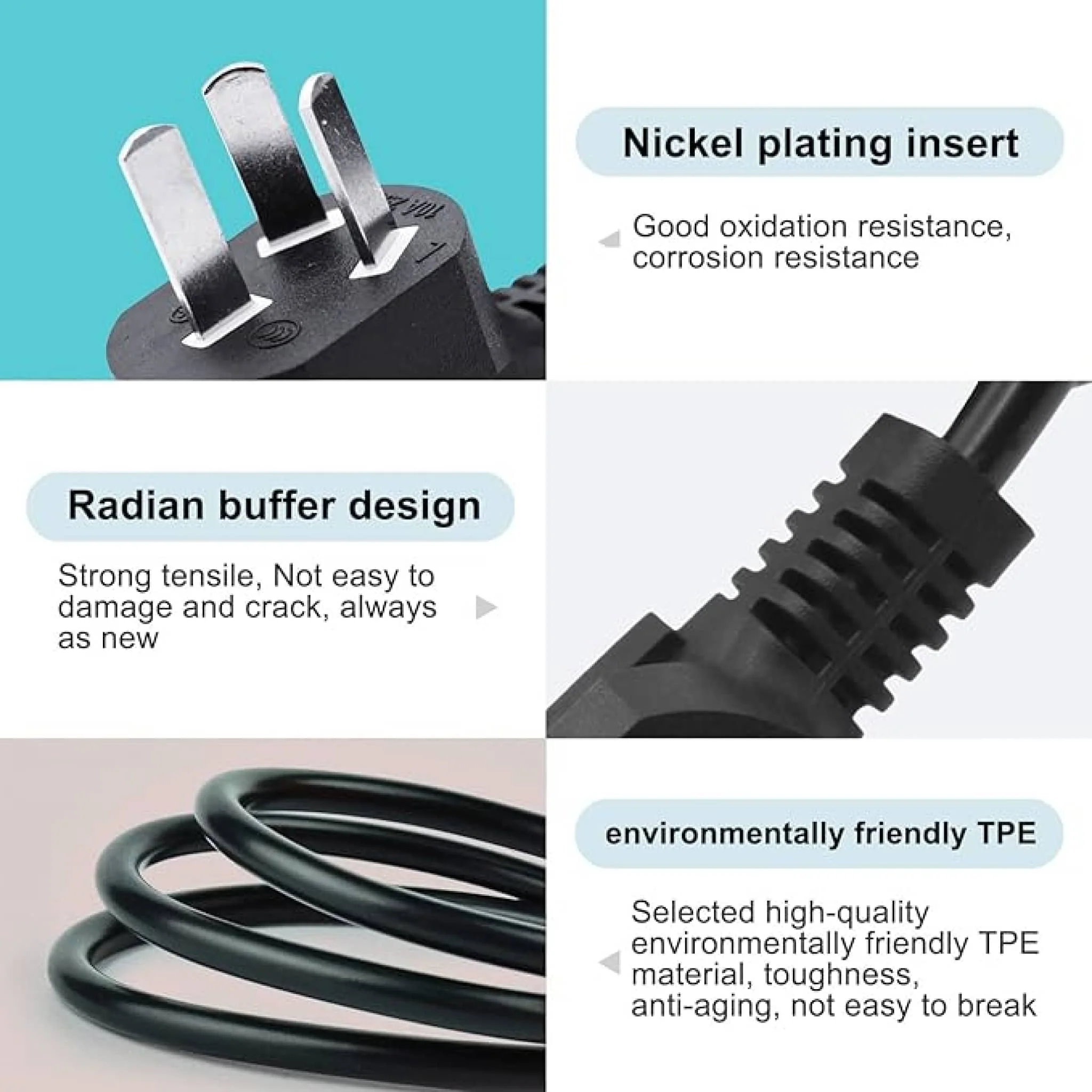 Charger - Universal 3 Prong AC Power Cord Replacement - Image 2
