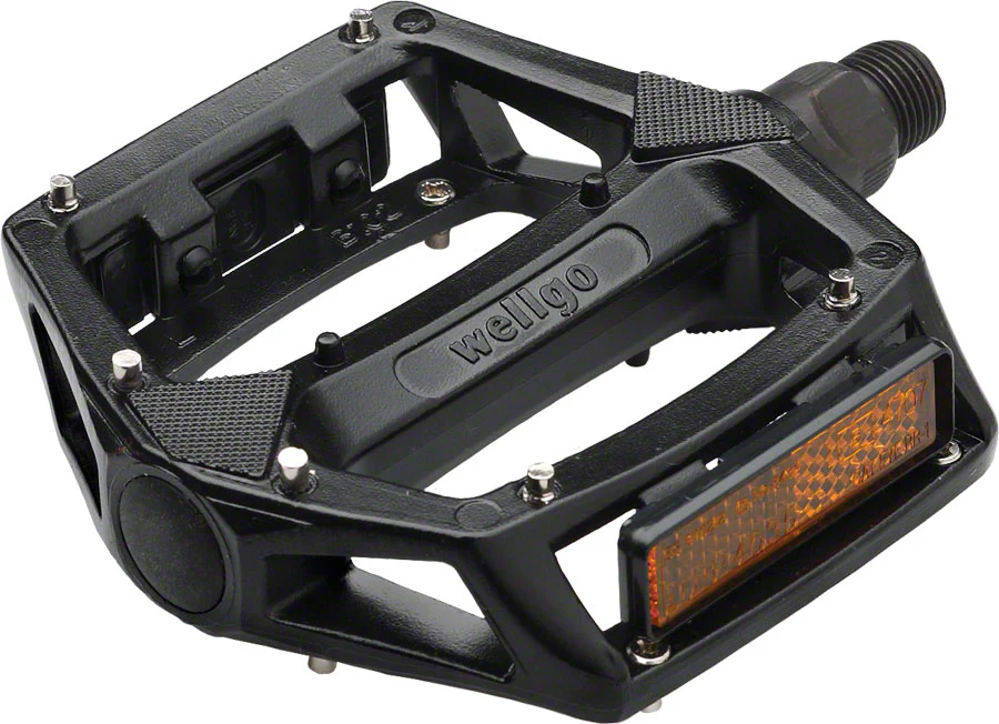 Pedals - Wellgo B102 BMX Platform, Aluminum, 9/16", Black